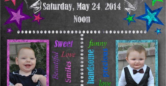 Dual Birthday Party Invitations Chalkboard Style Birthday Invitations Kustom Kreations