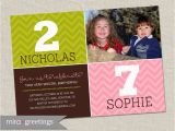 Dual Birthday Party Invitations Double Birthday Party Invitation Dual Birthday Party Two