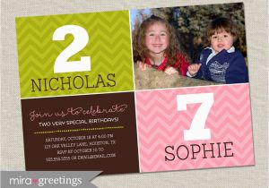 Dual Birthday Party Invitations Double Birthday Party Invitation Dual Birthday Party Two