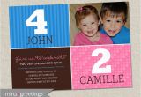 Dual Birthday Party Invitations Double Birthday Party Invitation Sibling Birthday or Joint