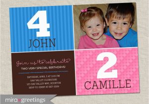 Dual Birthday Party Invitations Double Birthday Party Invitation Sibling Birthday or Joint