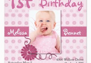 E Invitation for Baby Birthday Pink Baby 39 S First Birthday Photo Invitation Zazzle