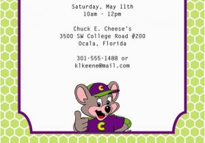 E Invite for Birthday Chuck E Cheese Birthday Invitation