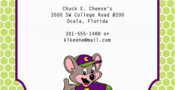 E Invite for Birthday Chuck E Cheese Birthday Invitation