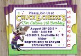 E Invite for Birthday Chuck E Cheese Birthday Party Invitation for Chuck E Cheese