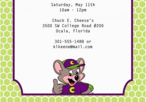 E Invites for Birthday Party Chuck E Cheese Birthday Invitation