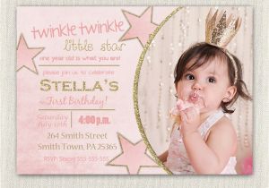 E Invites for First Birthday First Birthday Invitation Gold and Pink Princess Invitations