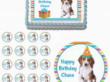 Edible Dog Birthday Cards Beagle Dog Puppy Edible Cake topper Cupcake Image