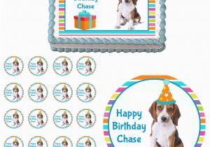 Edible Dog Birthday Cards Beagle Dog Puppy Edible Cake topper Cupcake Image