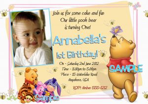 Editable 1st Birthday Invitation Card Free Download Winnie the Pooh Birthday Invitations Printable Photo Card
