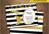 Editable 30th Birthday Invitations 30th Birthday Invitation Black White Stripe Gold Glitter