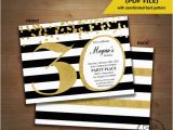 Editable 30th Birthday Invitations 30th Birthday Invitation Black White Stripe Gold Glitter