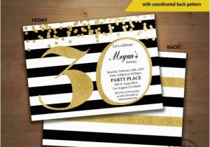 Editable 30th Birthday Invitations 30th Birthday Invitation Black White Stripe Gold Glitter