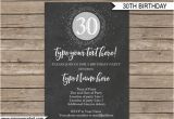 Editable 30th Birthday Invitations 30th Birthday Invitation Template Chalkboard Silver