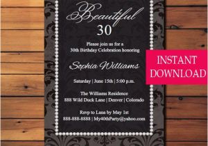Editable 30th Birthday Invitations 30th Birthday Party Invitation Thirty Birthday 30th