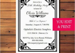 Editable 30th Birthday Invitations 50th Birthday Invitation Surprise Birthday Invitation