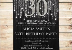 Editable 30th Birthday Invitations Black and Silver 30th Birthday Invitations Party