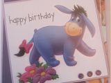 Eeyore Birthday Card Eeyore Birthday Card with Flowers Handmade Cards by