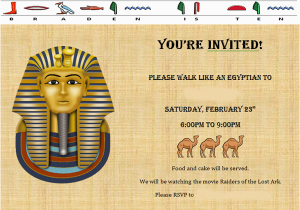 Egyptian Birthday Invitations Walk Like An Egyptian Party the Martha Project