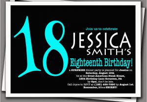 Eighteenth Birthday Invitations Surprise 18th Birthday Invitation Aqua Blue and by