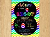 Eighth Birthday Invitation Wording 8th Birthday Invitation Rainbow Chevron Pastel Eight