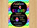 Eighth Birthday Invitation Wording 8th Birthday Invitation Rainbow Chevron Pastel Eight