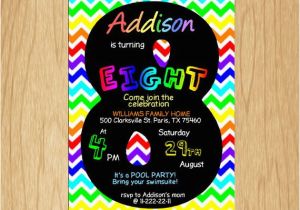 Eighth Birthday Invitation Wording 8th Birthday Invitation Rainbow Chevron Pastel Eight