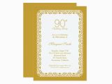 Elegant 90th Birthday Decorations Elegant Lace Golden 90th Birthday Party Invitation Zazzle