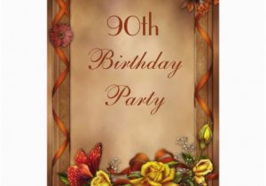 Elegant 90th Birthday Decorations Elegant Roses butterfly 90th Birthday Party Card Zazzle