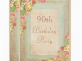 Elegant 90th Birthday Decorations Elegant Vintage Roses 90th Birthday Party Card Zazzle