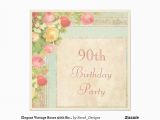 Elegant 90th Birthday Decorations Elegant Vintage Roses 90th Birthday Party Invitation