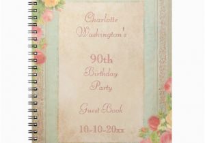 Elegant 90th Birthday Decorations Elegant Vintage Roses 90th Birthday Party Spiral Notebook