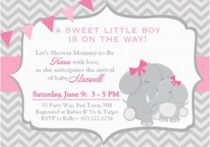 Elephant Birthday Invitation Template Baby Shower Invitation Templates Pink Elephant Baby Shower