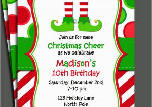 Elf Birthday Party Invitations Christmas Elf Invitation Printable Christmas Birthday