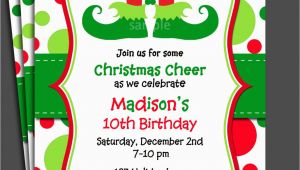Elf Birthday Party Invitations Christmas Elf Invitation Printable or Printed with Free