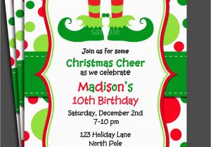 Elf Birthday Party Invitations Christmas Elf Invitation Printable or Printed with Free