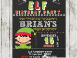 Elf Birthday Party Invitations Christmas Little Elf Boy Birthday Invitation Chalkboard