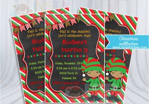 Elf Birthday Party Invitations Elf Boy Invitation Invitations Christmas Birthday Party