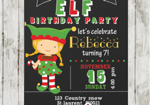 Elf Birthday Party Invitations Milk Cookies Santa Party Invitation Personalized D20