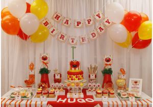 Elmo 1st Birthday Decorations Real Parties Red orange Elmo Inspired 1st Birthday Party