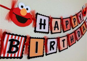 Elmo Happy Birthday Banner Elmo Birthday Banner Red orange Elmo Banner by