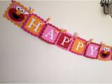 Elmo Happy Birthday Banner Girly Elmo Pink and Red Happy Birthday Banner