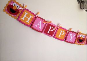 Elmo Happy Birthday Banner Girly Elmo Pink and Red Happy Birthday Banner