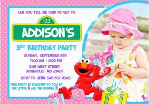 Elmo Photo Birthday Invitations Elmo Birthday Party Pink Girl Invitation Digital File