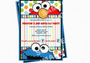 Elmo Photo Birthday Invitations Sesame Street Invitation Elmo Invitation Cookie