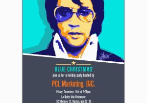 Elvis Birthday Invitations Elvis Blue Corporate Christmas Party Invitations Paperstyle