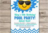 Emoji Birthday Card Template Emoji Pool Party Birthday Invitations Swim Party Beach Pool