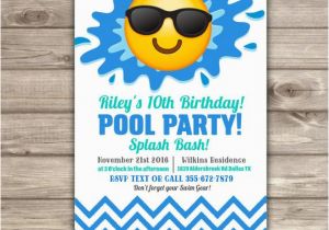 Emoji Birthday Card Template Emoji Pool Party Birthday Invitations Swim Party Beach Pool