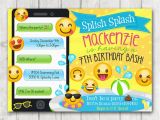 Emoji Birthday Card Template Printable Emoji Pool Party Party Invitation Happy Barn