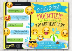 Emoji Birthday Card Template Printable Emoji Pool Party Party Invitation Happy Barn